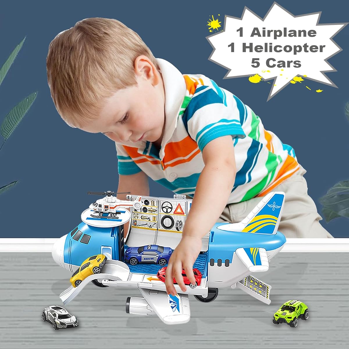 GUDEHOLO Plane Toys, Plane Toys for 3 Year Olds, Toy Planes for Boys 4-7 Years Old, Toys for 2 Year Olds 3 4 5 Year Olds, Plane Toys, Transport Cargo Plane for Kids 3+ 4+ 5 Years Old and Up Toys