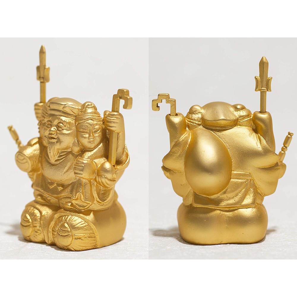 ≪Kodaiji Entoku-in Eye-opening prayer completed≫Toyotomi Hideyoshi's three-faced Daikokuten (copper gold plated/24k gold)_Buddha statue Seven Lucky Gods ornament Takaoka copperware (Sanmen Daikokuten G)