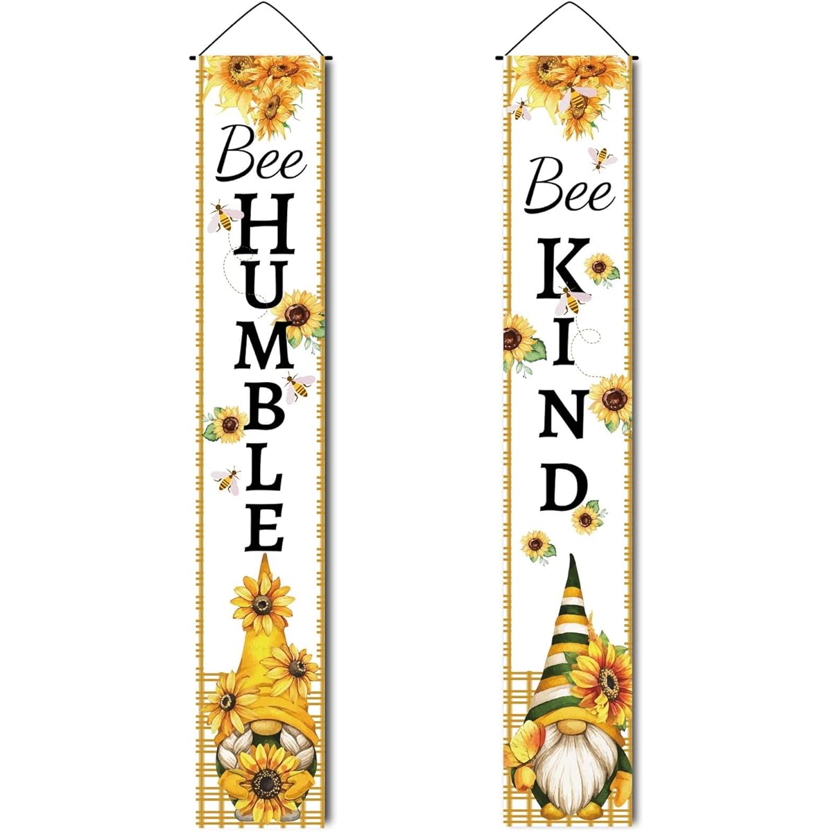 CREATCABIN Bee Humble Bee Pattern Banner Hanging Sunflower Sweet Summer Porch Sign for Office Indoor Outdoor Holiday Party Halloween Christmas Welcome Decorations 11.8 x 70.8 Inch