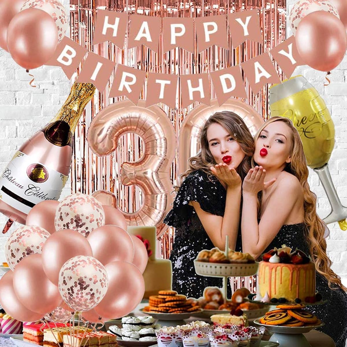 30th Birthday Decorations for Women Rose Gold 30th Birthday Party Decorations 30th Birthday Banner Kit Rose Gold Balloons for Girls Women 30th Birthday Party Supplies