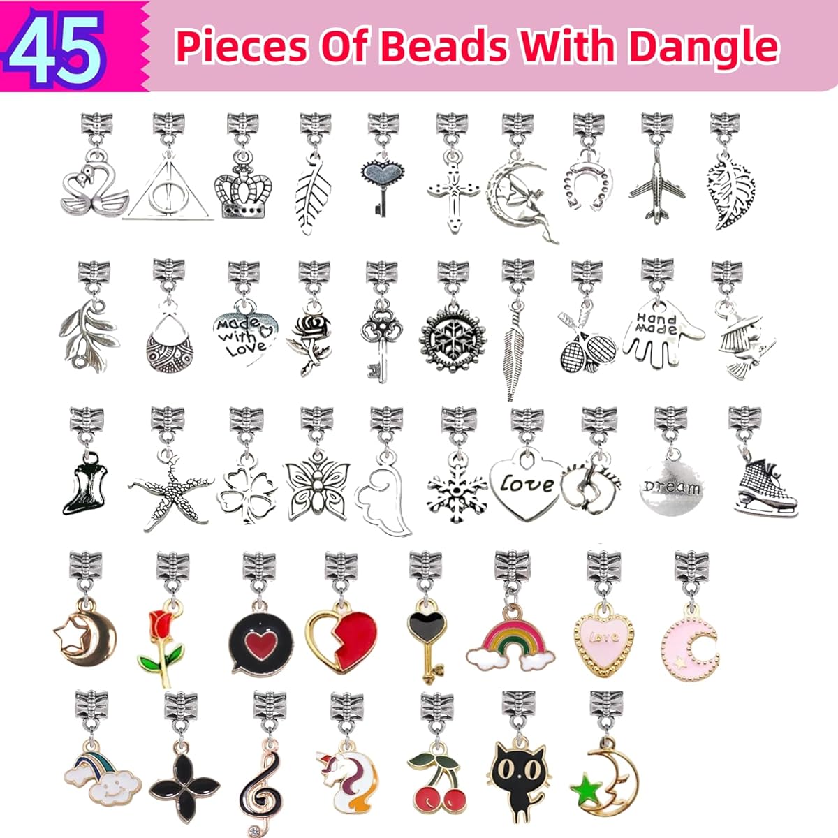 Charm Bracelet Making Kit for Girls - 142 Pieces DIY Charm Bracelets Jewelry Making Kit with Gift Packaging, Gift Wrapping and Portable Bracelet Organizer Box for Girls Ages 5-12 - Inspire Creativity