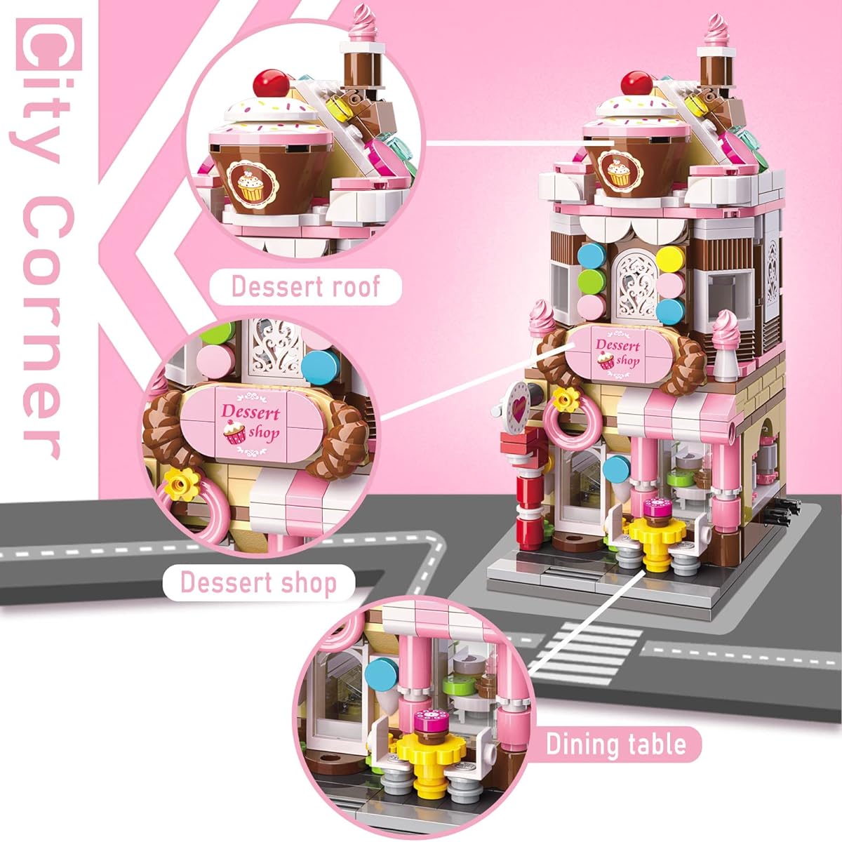 Lyfawe Girls Dream Desert Shop House Building Blocks Kit Street View Model Set Toys for Girls 6-12 Years Old, 344 Pieces Birthday and Christmas Gift