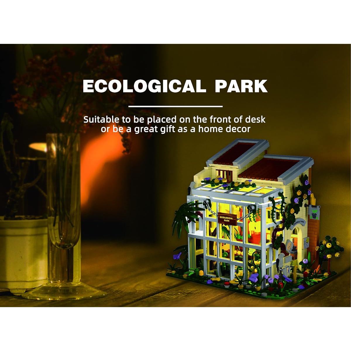 Nitevaw Garden Building Blocks with LED Lights, Building Set House for Kids, Home Decor, Toys, Building Kits for Adults (Eco Garden)