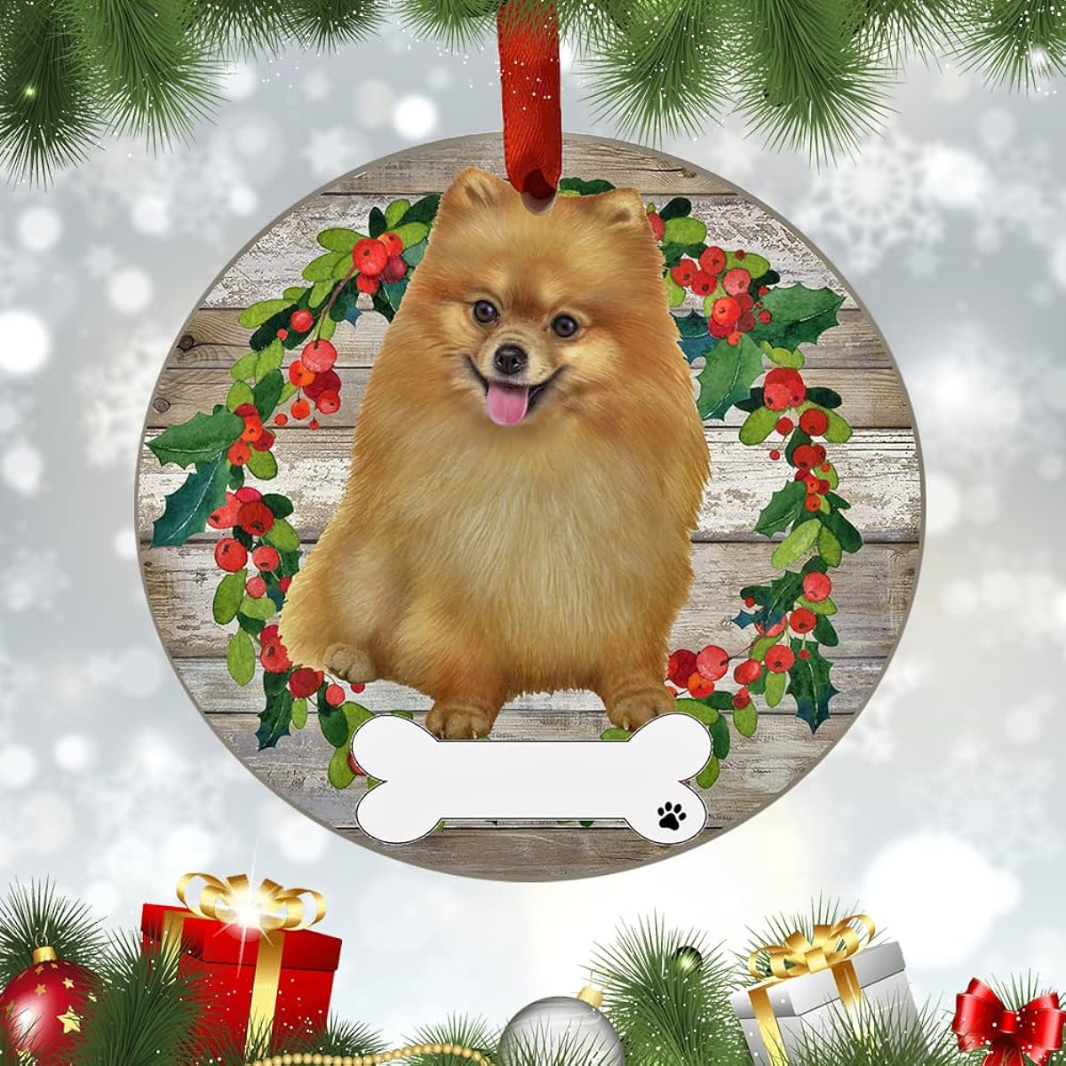 Pomeranian Ornaments - E&S Pets - DIY Personalized - Dog Gifts - Glazed Finishes - Christmas Decorations - Christmas Ornaments Craft Gifts - Ornaments for Pet Lovers