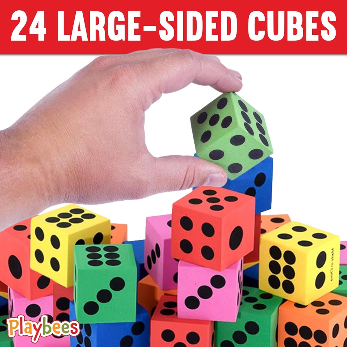 Playbees Foam Dice Set - Inspires Imagination and Enhances Math Skills, Perfect for Gifts and Parties (Pack of 24)