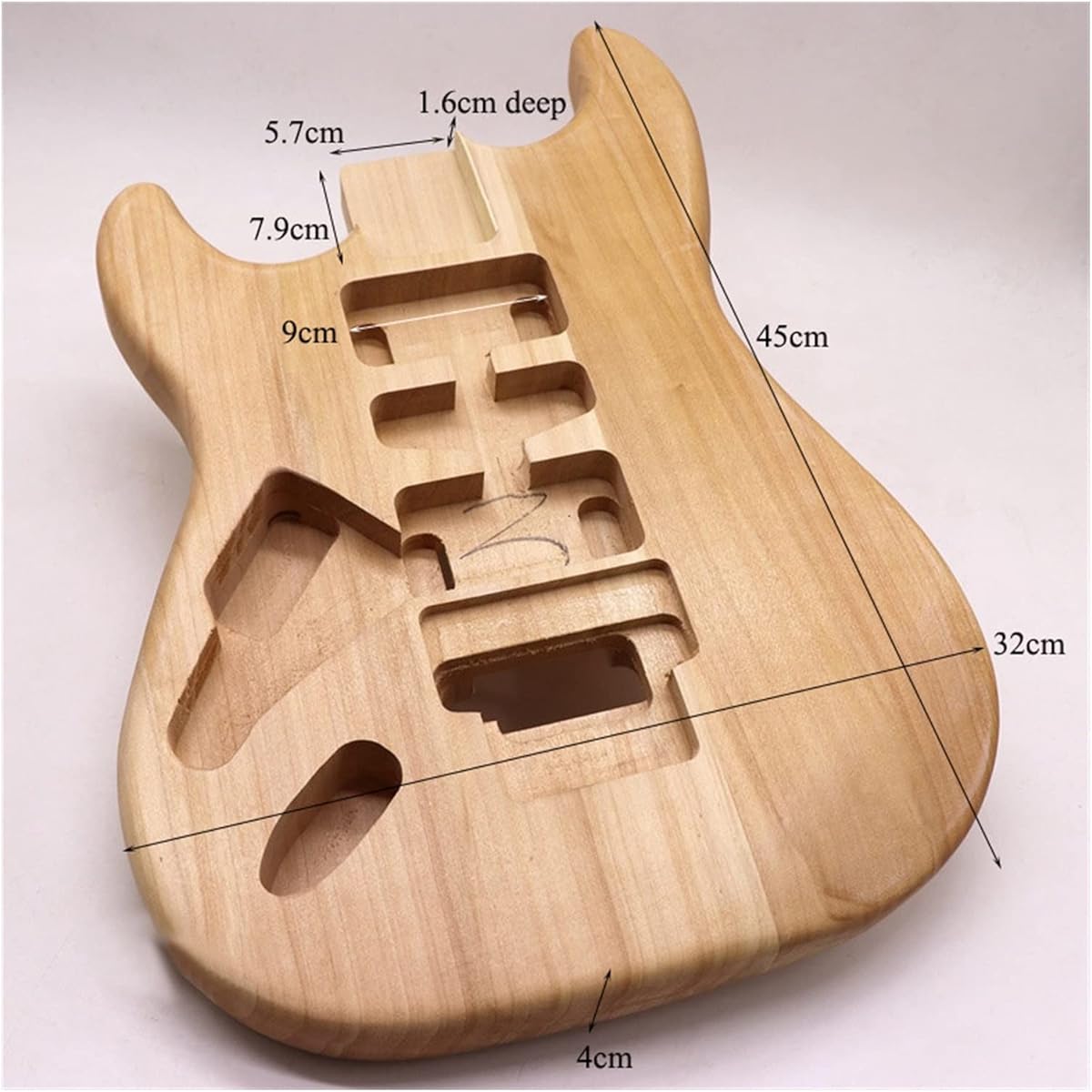Left-handed electric guitar body, poplar wood, natural color, 5.7CM pocket width, guitar body