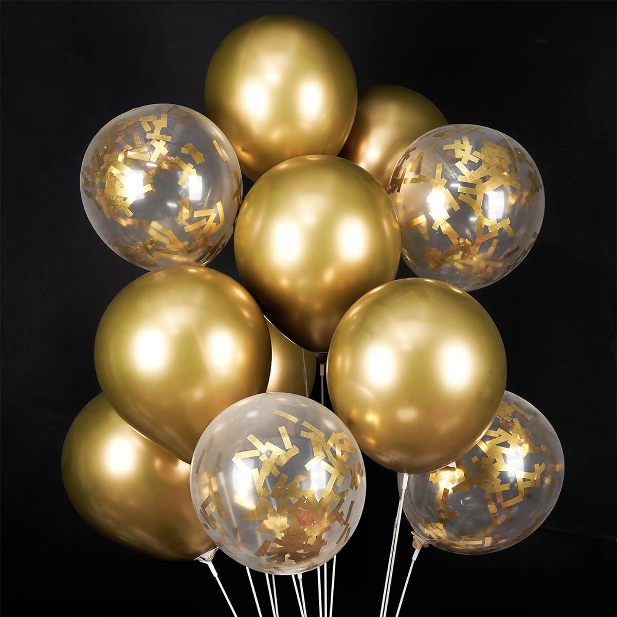 PartyWoo Gold Balloons Set 50pcs Gold Confetti Balloons Metallic Gold Balloons Party Balloons Latex Balloons Helium Balloons for Party Birthday Party Decorations Gold Party Decorations