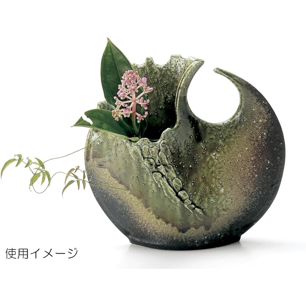 Marui Seito Shigaraki Ware Hechimon Vase Flower Base Large Black Rust Carved Jujube Pottery MR-1-2581