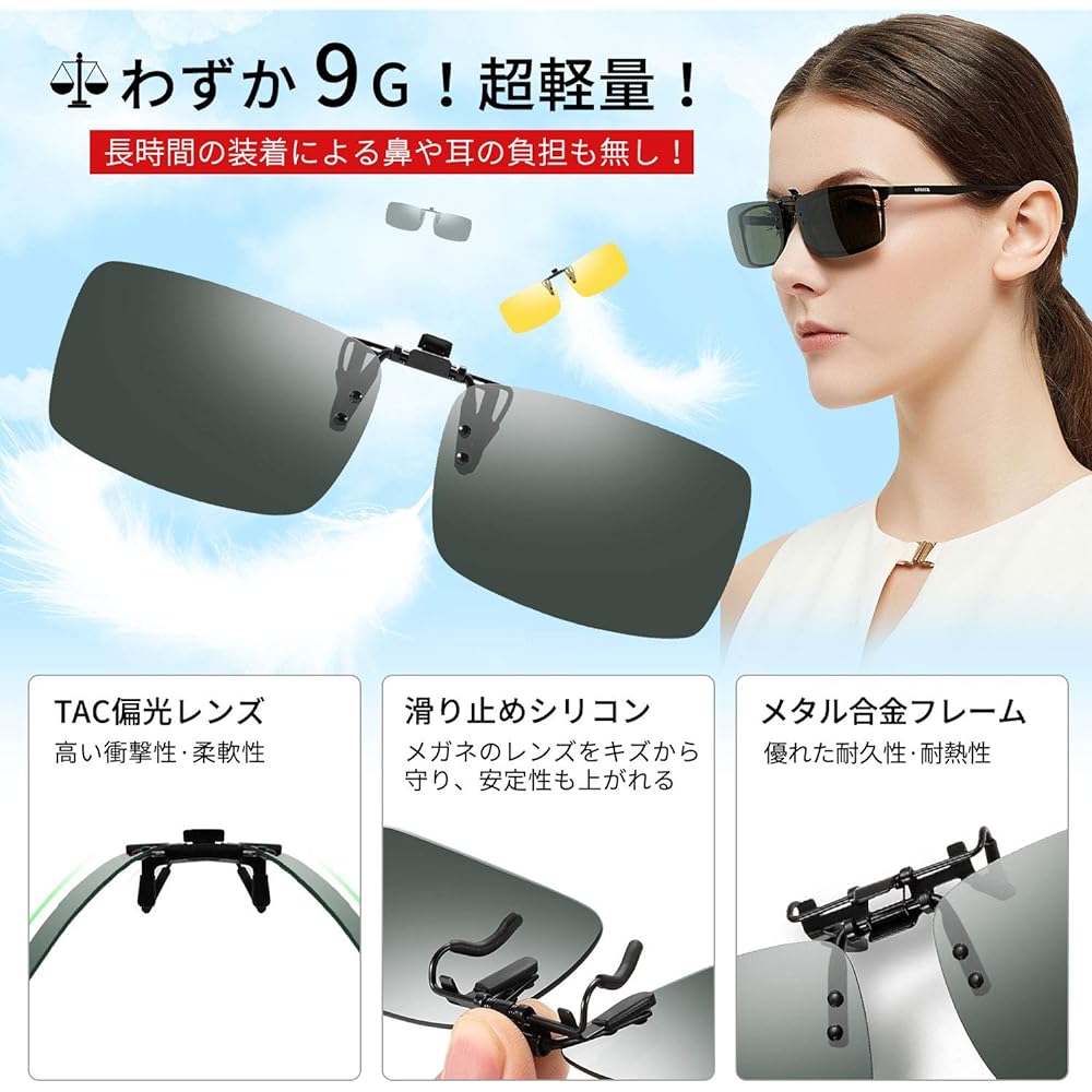Clip-on Polarized Sunglasses, UV400 UV Protection, Ultra Lightweight Sports Sunglasses, Flip-up Type, Front Clip-on Sunglasses, Driving, Baseball, Bicycle, Fishing, Running, Golf, Driving, Unisex, Polarized Glasses