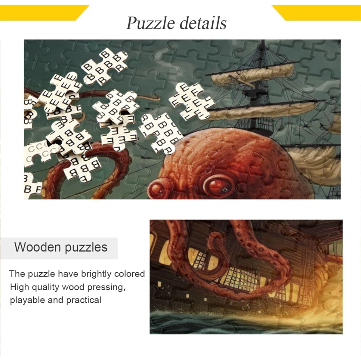 Nander 1000 Piece Octopus Pirate Ship Jigsaw Puzzle for Adults Teens Kids Fun Family Game Holiday Toy Gift Home Decor