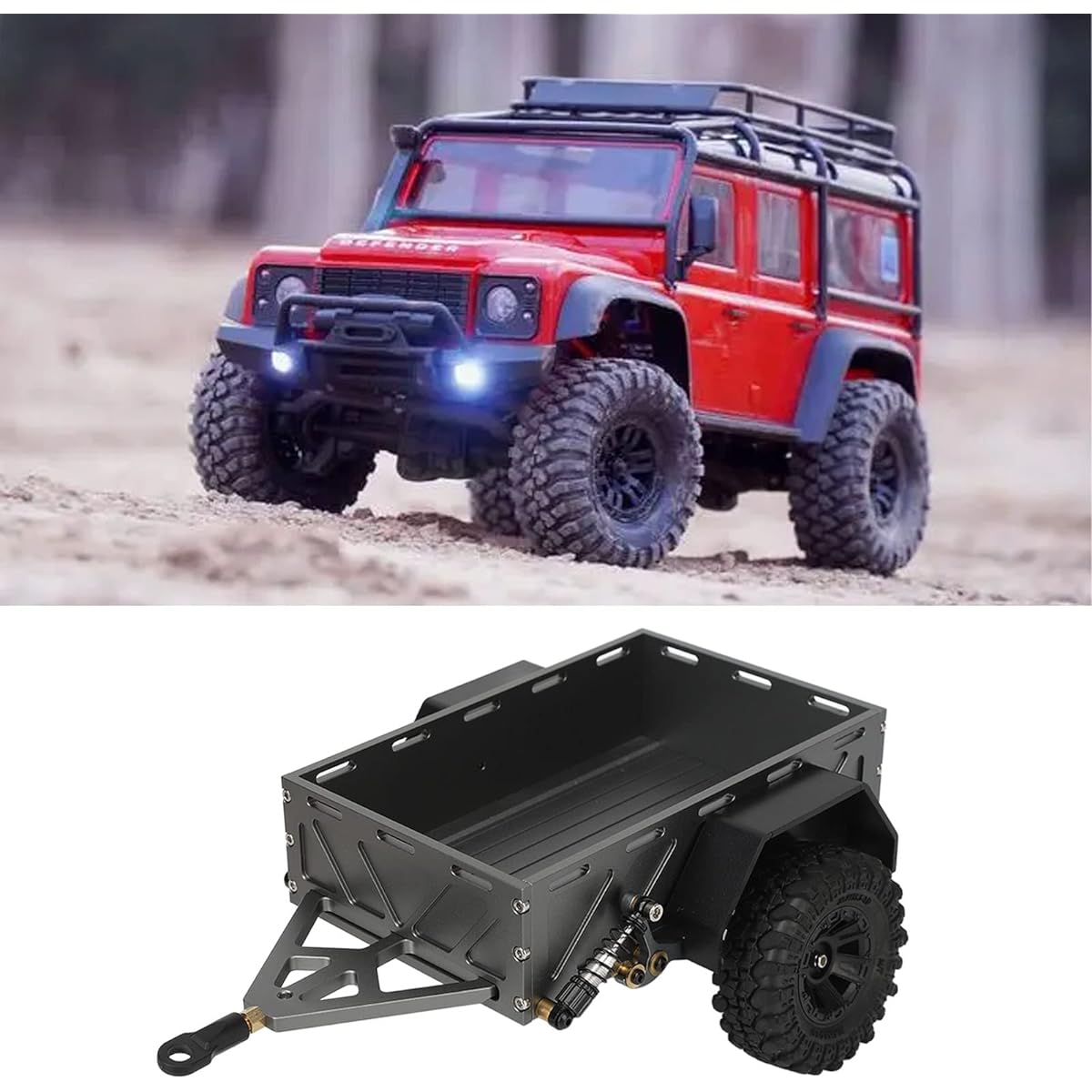 RC Car Trailer, RC Hitch Trailer Aluminum Alloy Anti-rust, TRX4M (Titanium)