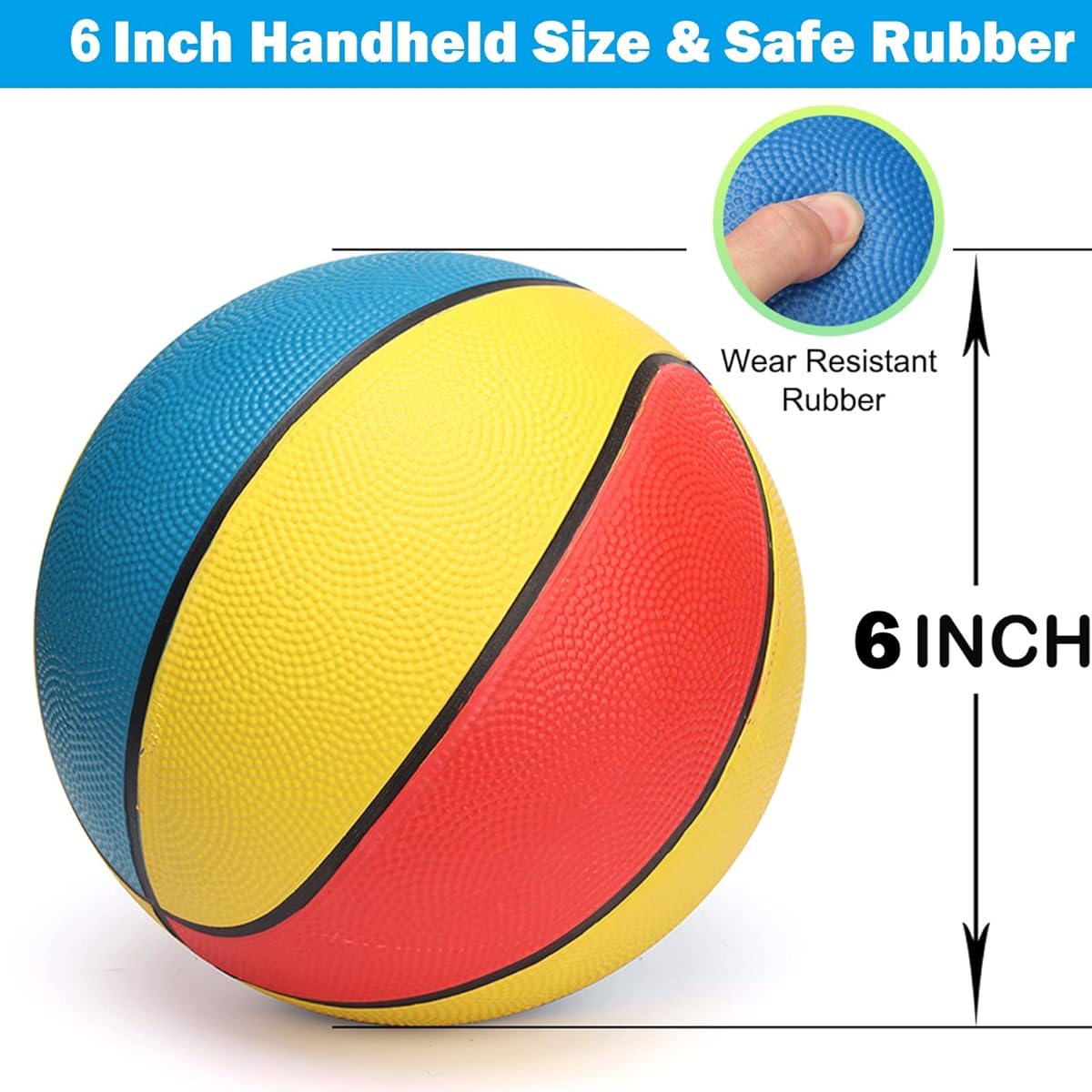 6 Inch Mini Basketball Soft Football Soccer Rubber Bouncy Ball for Kids Toddler Pool Beach Fun Replacement Basketball for Door Basketball Hoop Indoor & Outdoor Sports Toys