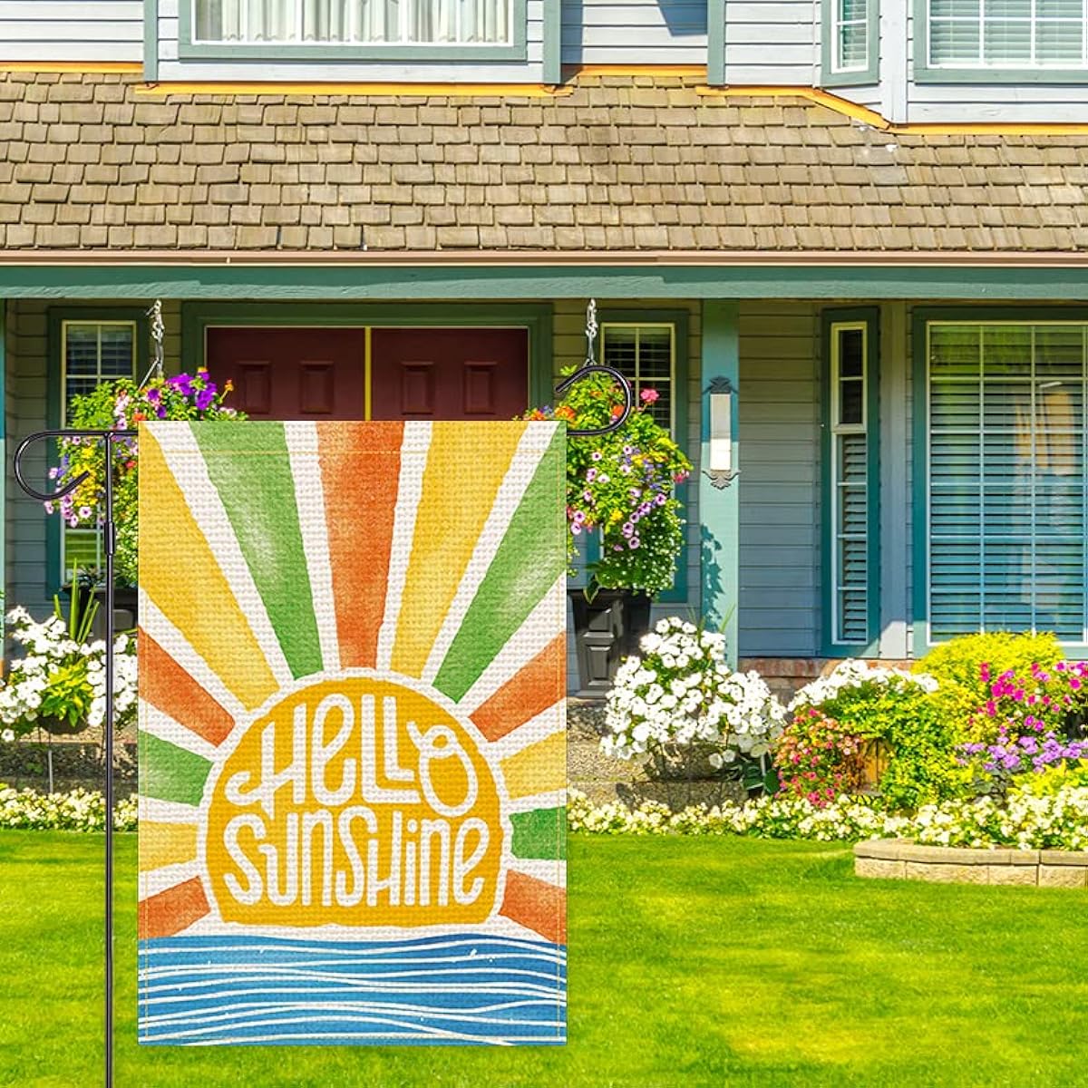 Balgardekor Hello Sunshine Summer Garden Flag 12.5 x 18 Inch Double Sided Funny Vertical Outdoor Yard Flag Welcome Happy Party Outdoor Decoration (12.5 x 18, Hello Sunshine)