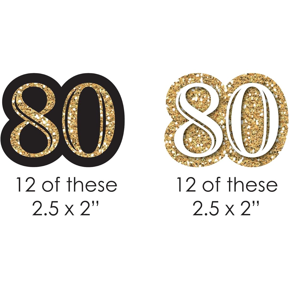 Big Dot of Happiness Adult 80th Birthday - Gold - DIY Shaped Birthday Party Cutouts - 24 Count