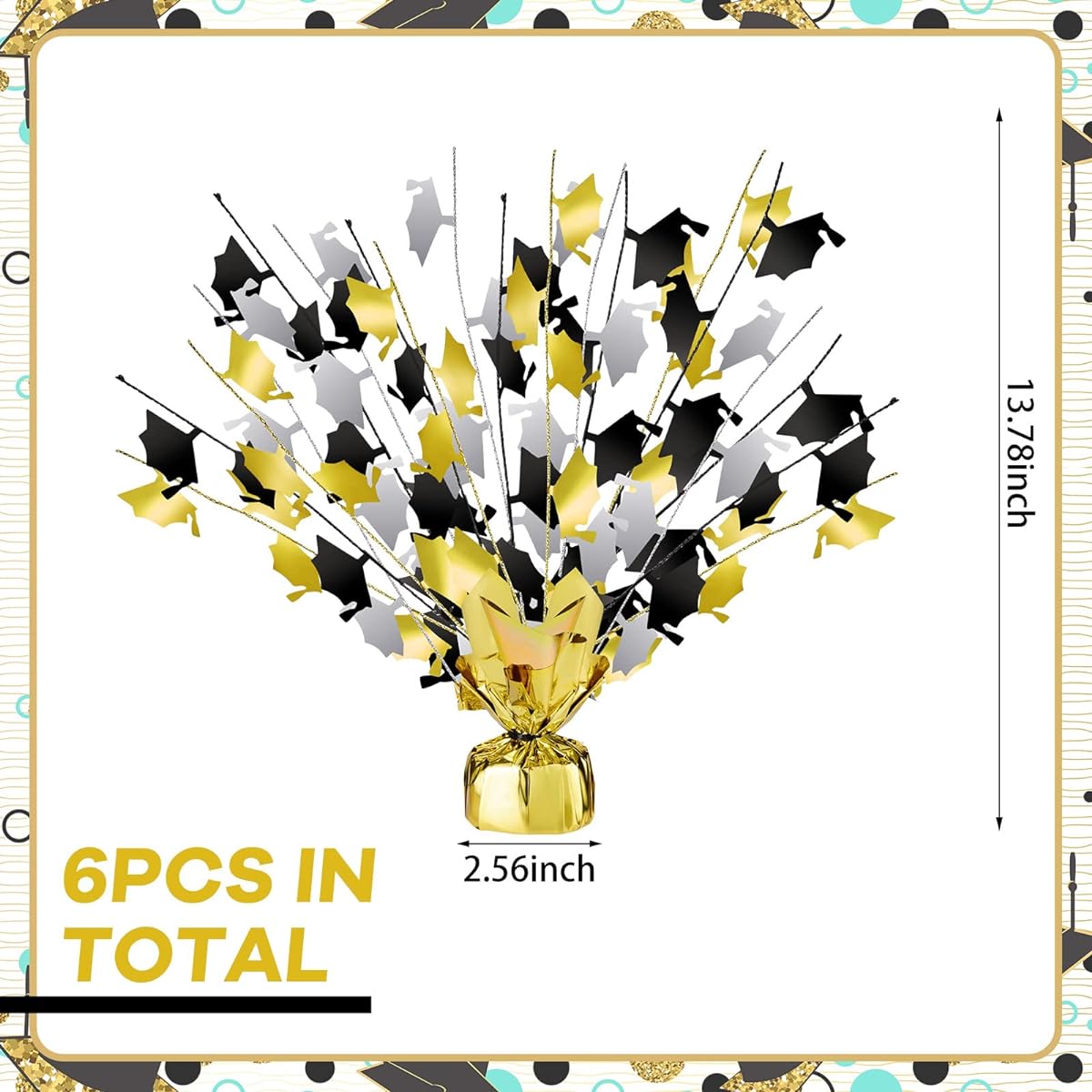 Giegxin 6pcs Table Centerpieces Black Gold Graduation Hat Burst Centerpieces 2023 Graduation Gifts Table Decorations Graduation Party Favors