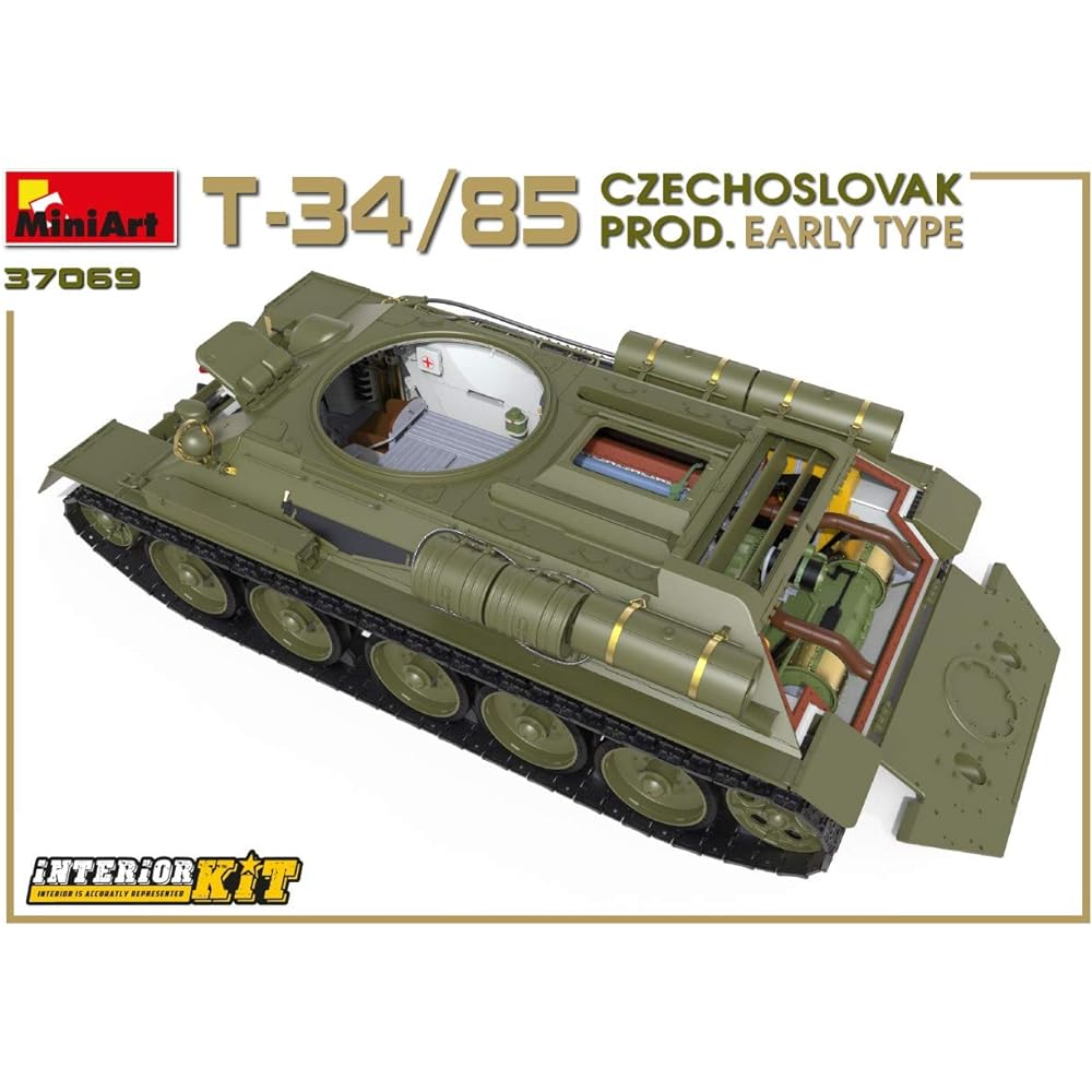 Miniart 1/35 T-34/85 Czechoslovakian early type full interior internal reproduction plastic model MA37069