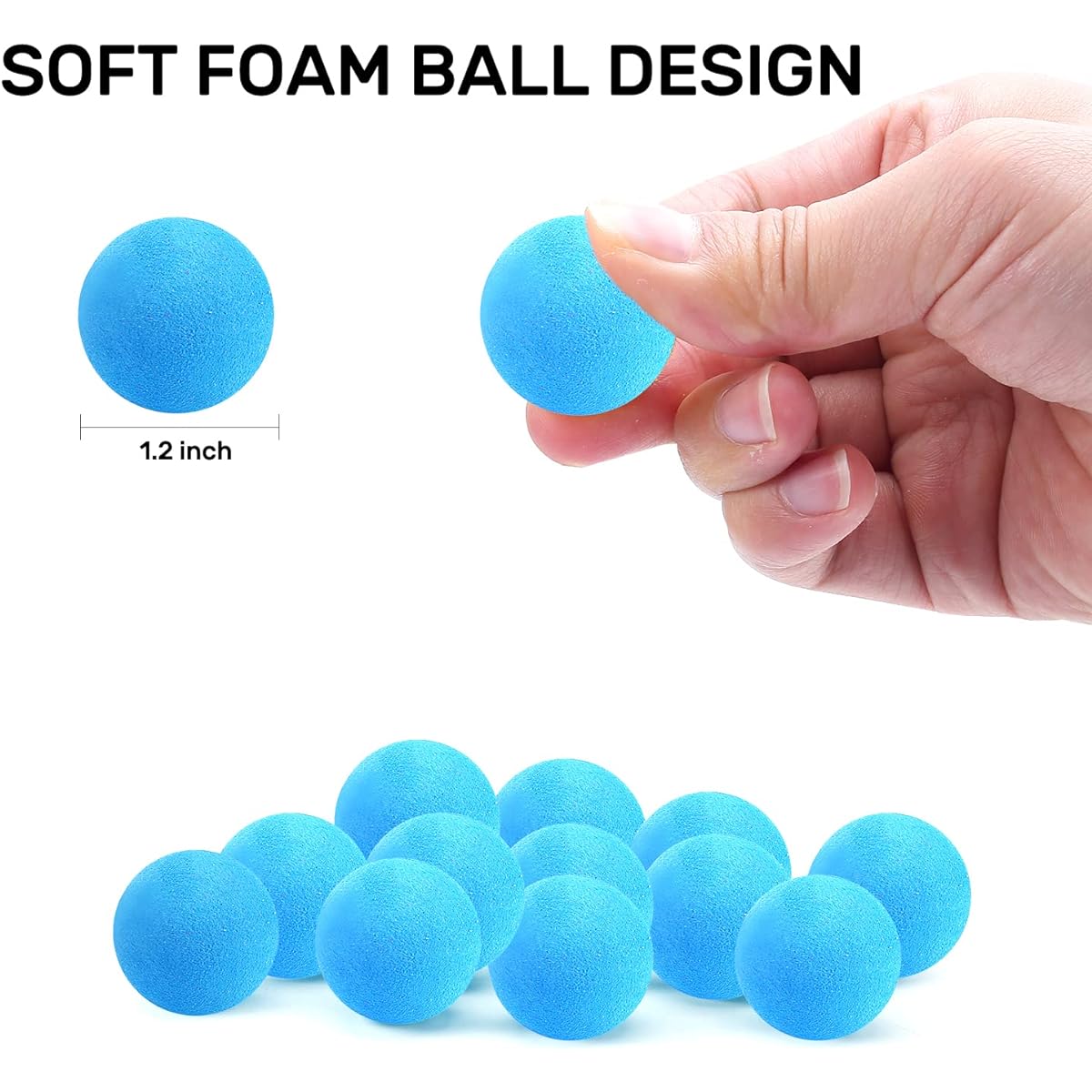 CHAKANLX 48pcs Blue Popper Refill Balls - 1.2" Round Refill Bullet Balls - Foam Bullet Balls - Soft Foam Balls - Foam Replacement Balls for Popper Refills - Foam Refill Balls for Power Popper Toys