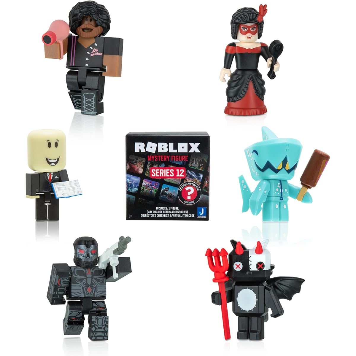 Roblox Action Figures Mystery Blind Box 2 Pack Series 12 Mix & Match Collectible Minifigures & Accessories with Exclusive Virtual Item Codes, Great Gift for Kids Ages 8+