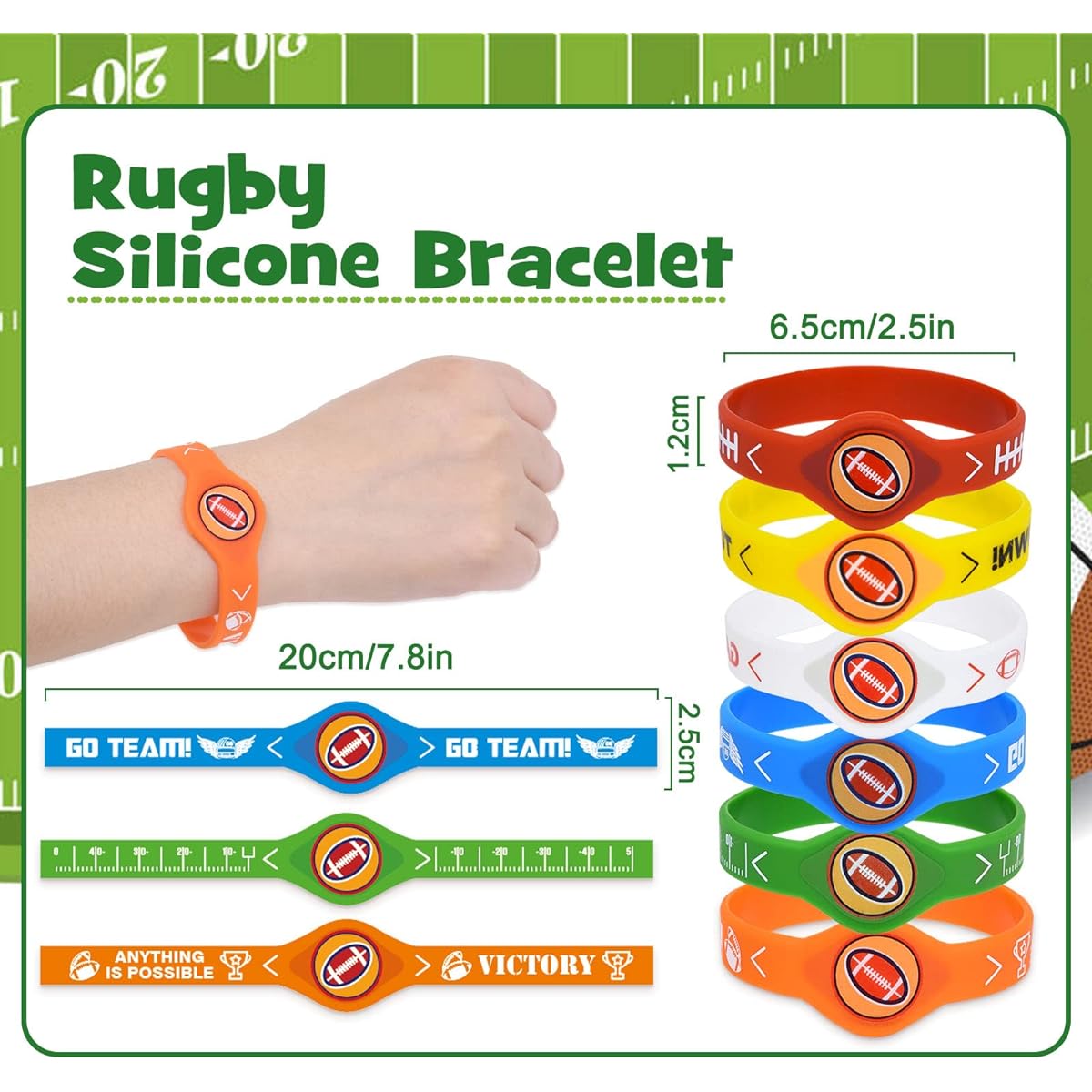 Lorfancy 24pcs Football Party Favors for Boys and Girls Silicone Wristbands Football Themed Gifts Party Supplies Decorations Goodie Bag Fillers for Kids and Adults