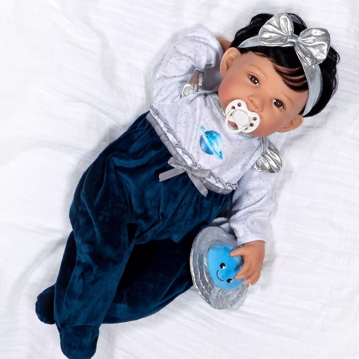 Paradise Galleries Reborn Toddler Girl Doll Galaxia 21" with Rooted Black Hair and Brown Eyes Made by GentleTouch Tested Vinyl