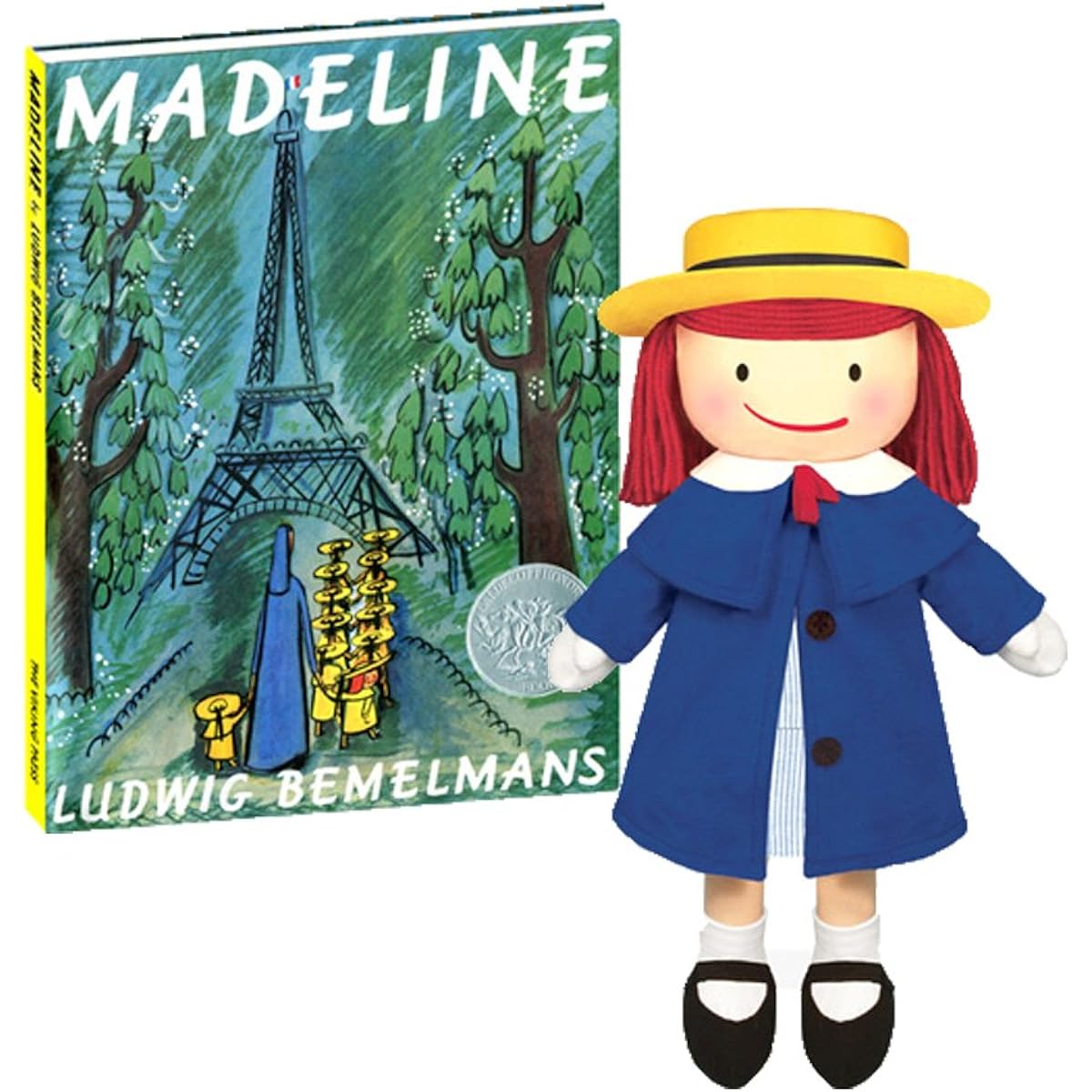 Madeleine Doll From Picture Book Madeline 16 Inch Doll & Hardcover Madeleine Picture Book 8.5" x 12"