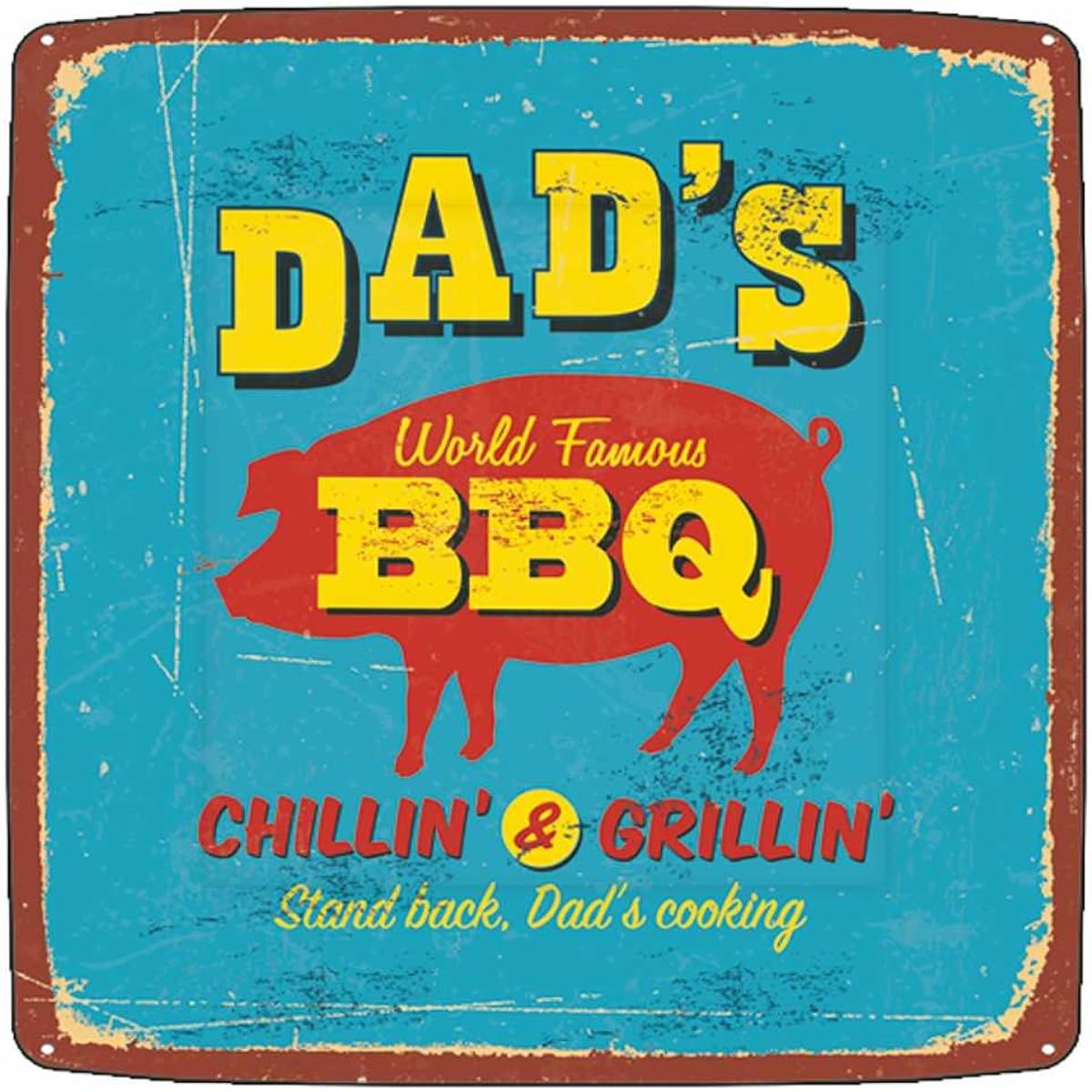 Paperproducts Design PPD 87220 Dad's BBQ Dessert Paper Plates 8-7 Inch Square Plates, Multicolor