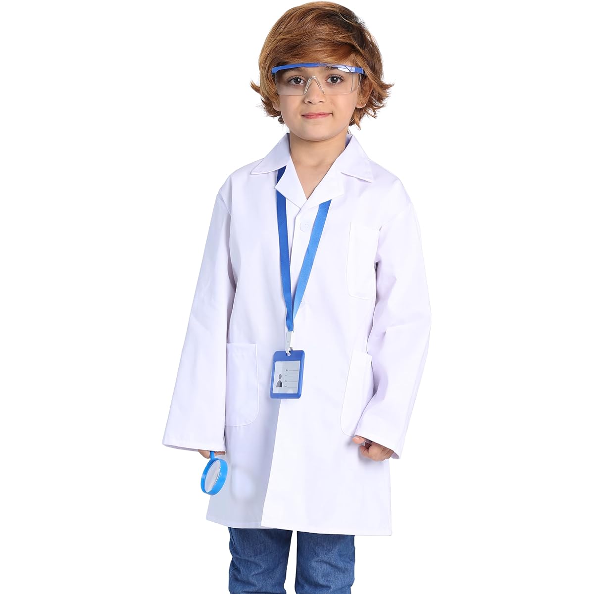 TOGROP 4 Pieces Doctor Scientist Lab Costume for Kids Role Play Birthday Party Gift Ages 3-12
