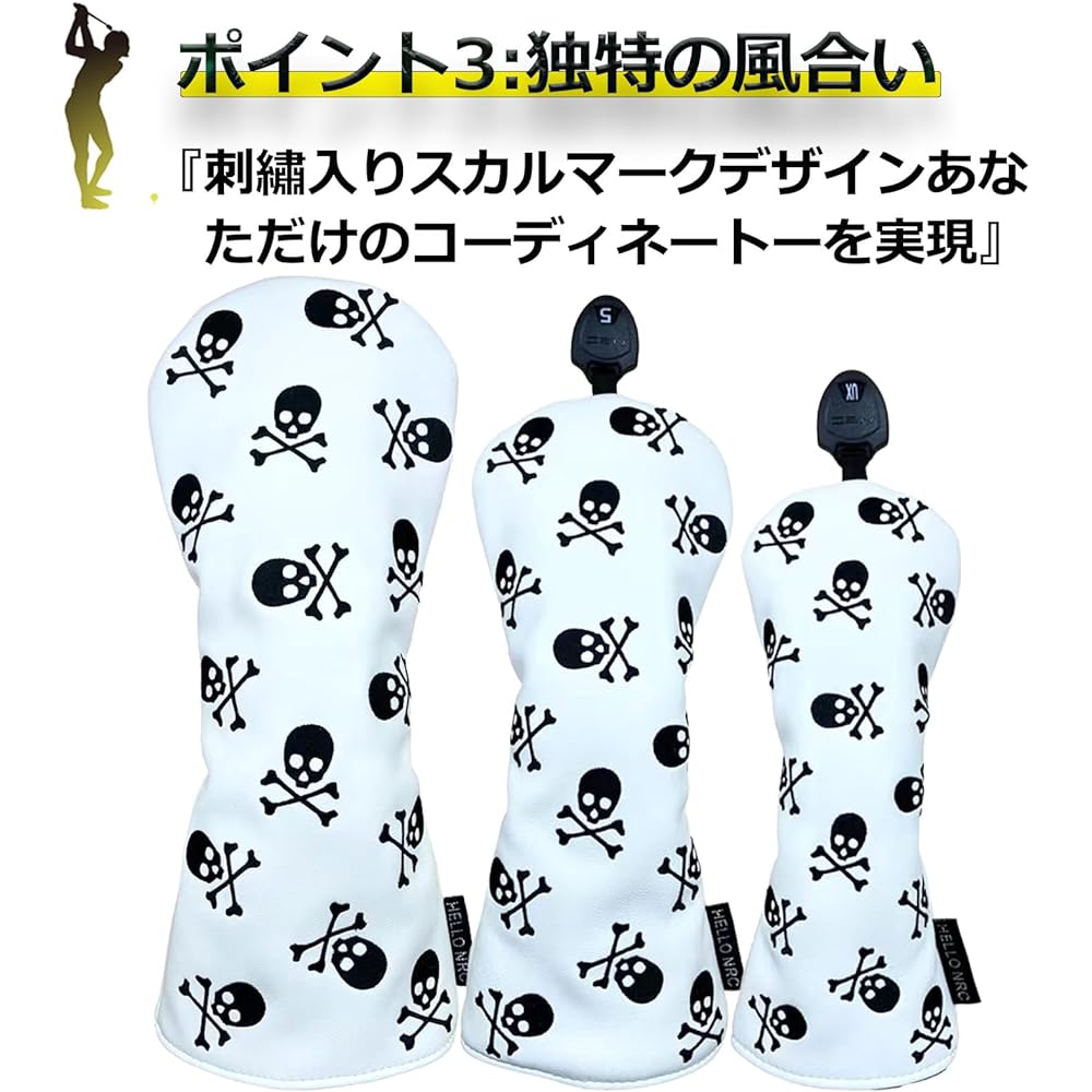 Golf Cover Golf Head Cover Putter Cover Mallet Utility Head Cover Fairway Wood Cover Driver UT DR FW Cover Small Skull Waterproof Conversion Doug Included