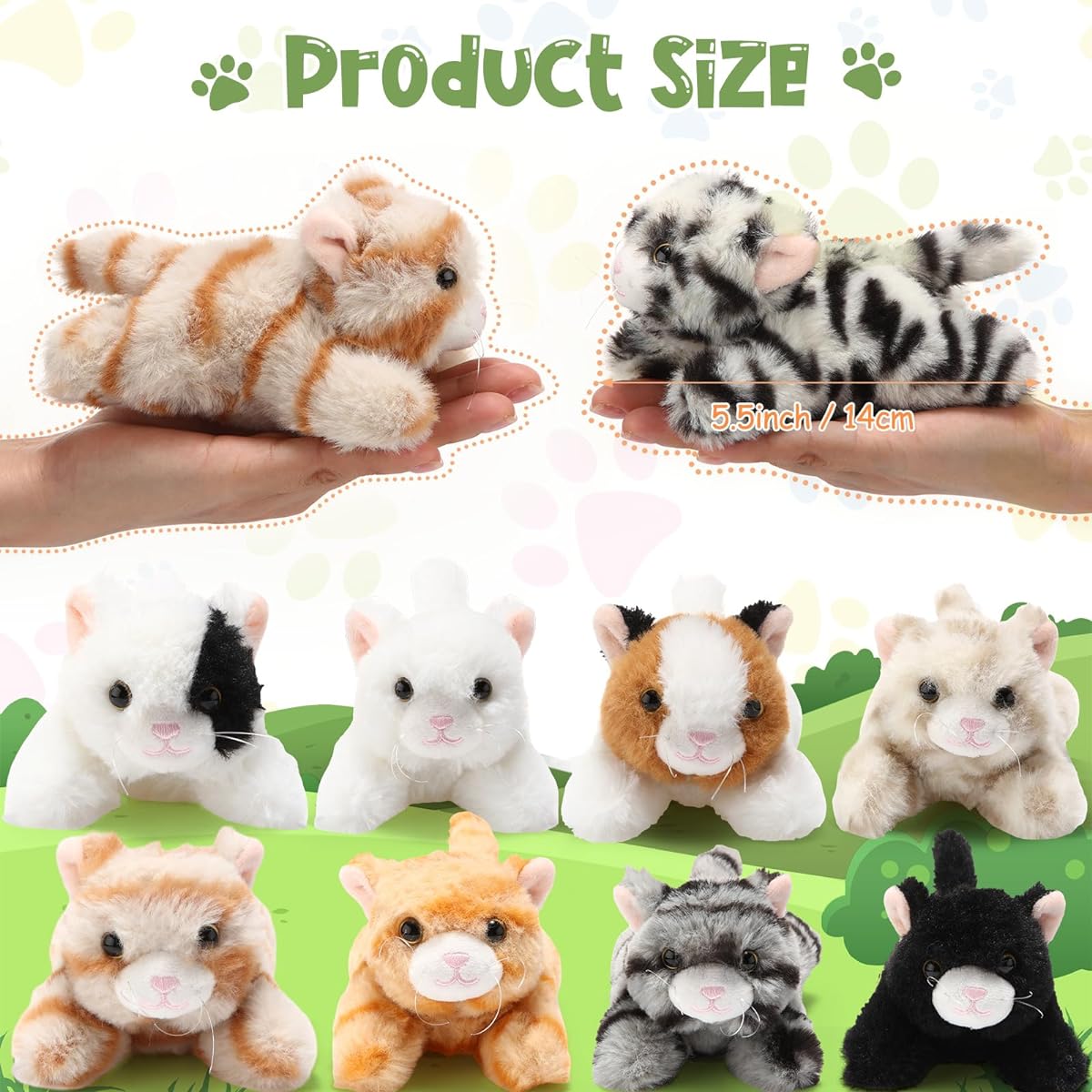 Lenwen 10pcs 5.5" Cat Plush Toys Bulk Soft Cuddly Kittens Stuffed Animal Set Fluffy Plush Toys Cute Kittens Birthday Party Favors Gifts Halloween Christmas Stocking Stuffers