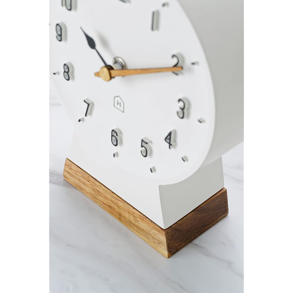 Interform Table Clock Polk CL-4097 Scandinavian White Keyhole Wood W14 x H18 x D5.5cm