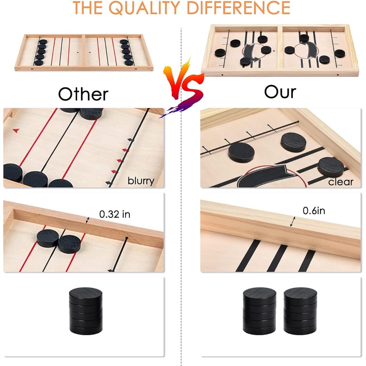 High Speed Sling Puck Game Table Desktop Battle Wooden Hockey Game Adult Toy Parent-Child Interactive(S)