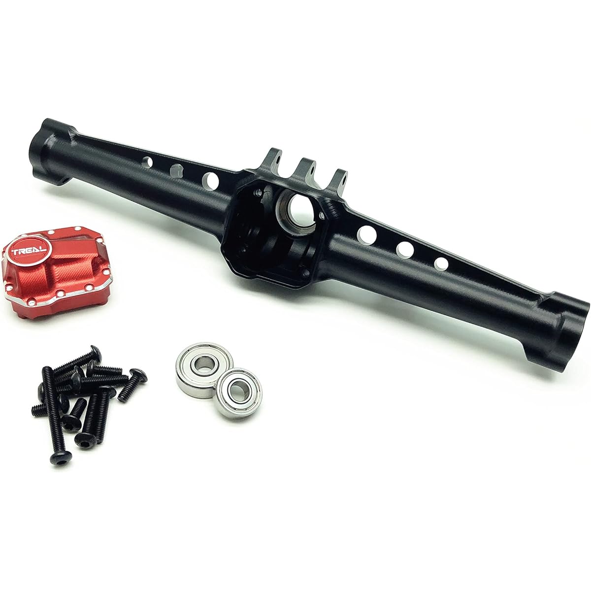 Treal SCX10 II Axle Aluminum 7075 Metal Rear Axle One Piece CNC Billet Machined Axial SCX10 2 Compatible with AR44 (Black)