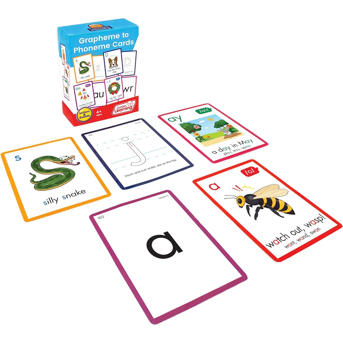 Junior Learning Grapheme-Phoneme Flashcards - Print The Science of Reading Supplemental Materials for Beginner Readers with 12 Books Ages 5+