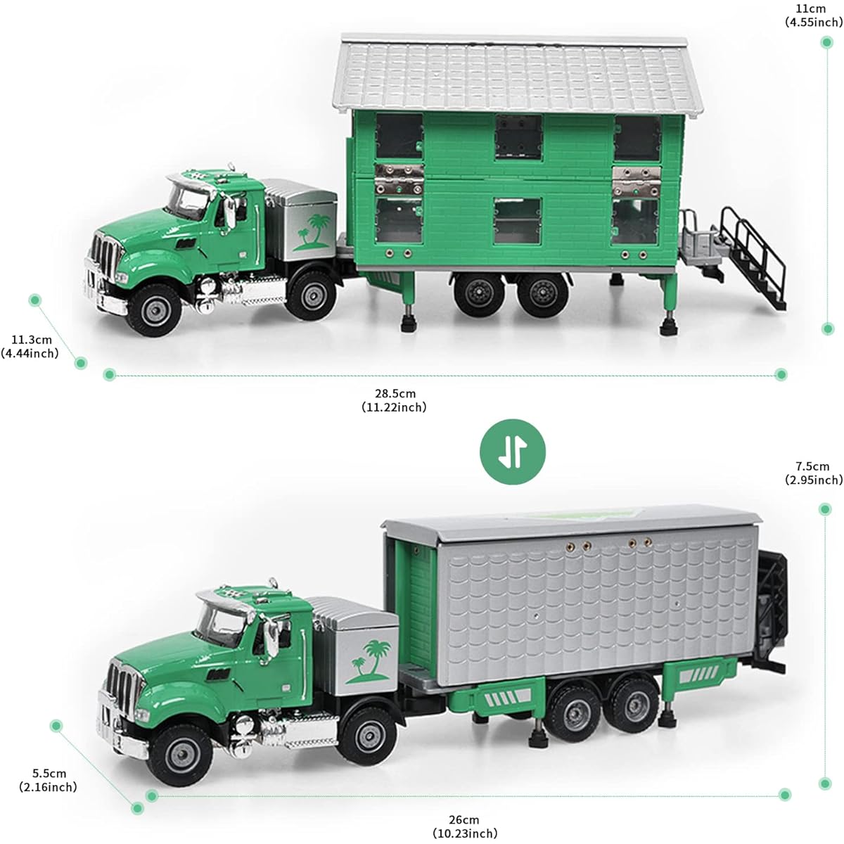 FUBARBAR Camping Truck Toy Car, Metal Toy Car, RV Car Toy, Age 3, 4, 5, 6, Boys, Girls, Christmas Gift (Green)