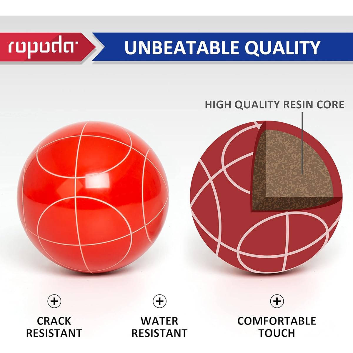 ROPODA 90mm Bocce Ball Set with 8 Balls, Pallino, Case and Measuring Rope for Backyard, Lawn, Beach and More (Bocce Ball Set for 4-8 Players)