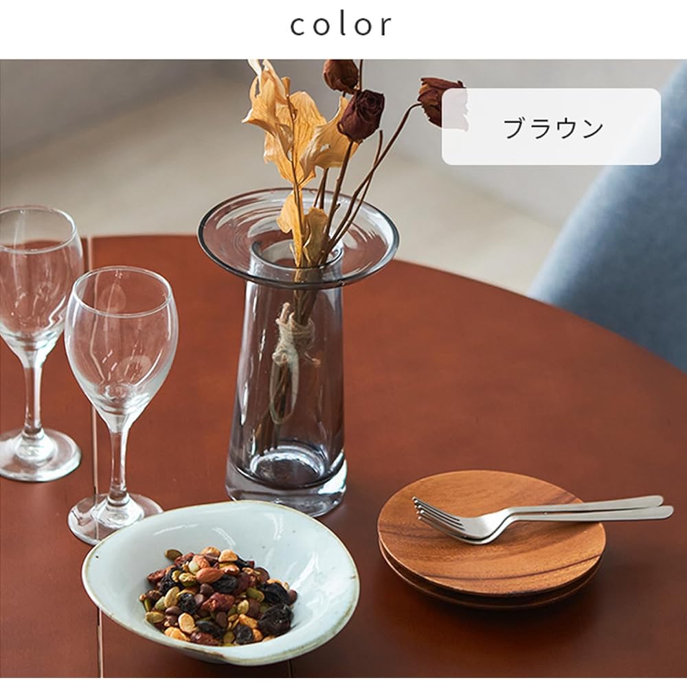 Doshisha Folding Table Dining Table Round 75cm Natural Wooden Cute Scandinavian Dark Brown Width 75 x Depth 75 x Height 72cm NDT75R-BR For 1~2 people Single living size Small Space saving Solid construction and sturdy Workbench