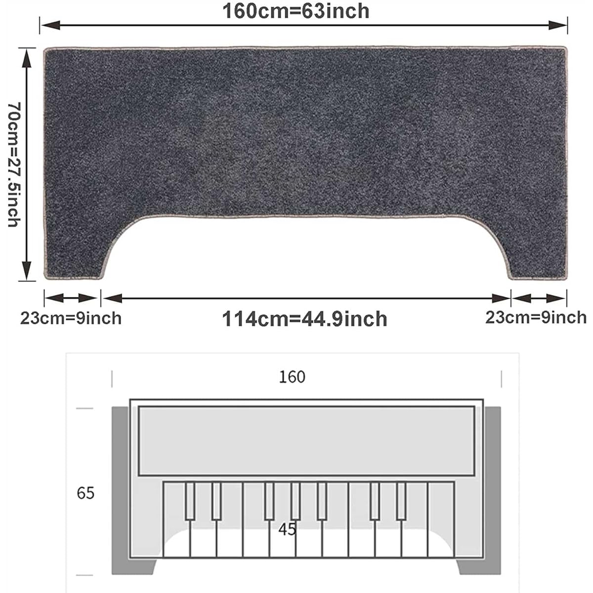 Upright Piano Rug, Soundproof Mat, Acoustic Pad, Soundproof Blanket, Noise Reduction Rug, Washable, for Upright Piano (70 * 160cm,)