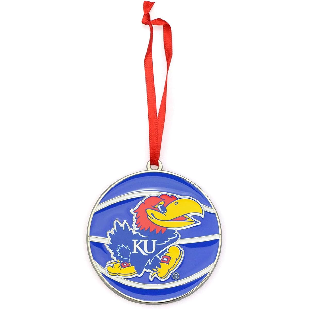 Kansas Jayhawks Basketball Metal Christmas Ornament
