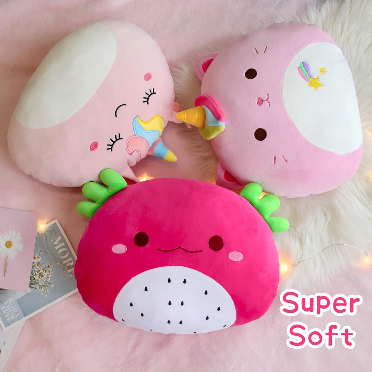 CHUDATOM Cat Plush Pillow Toy, 13.5 Inch Cute Cat Stuffed Animals for Kids Girls, Cute Pink Cat Plush Toy Cat Pillow Stuffed Animals for Birthday Christmas Decoration