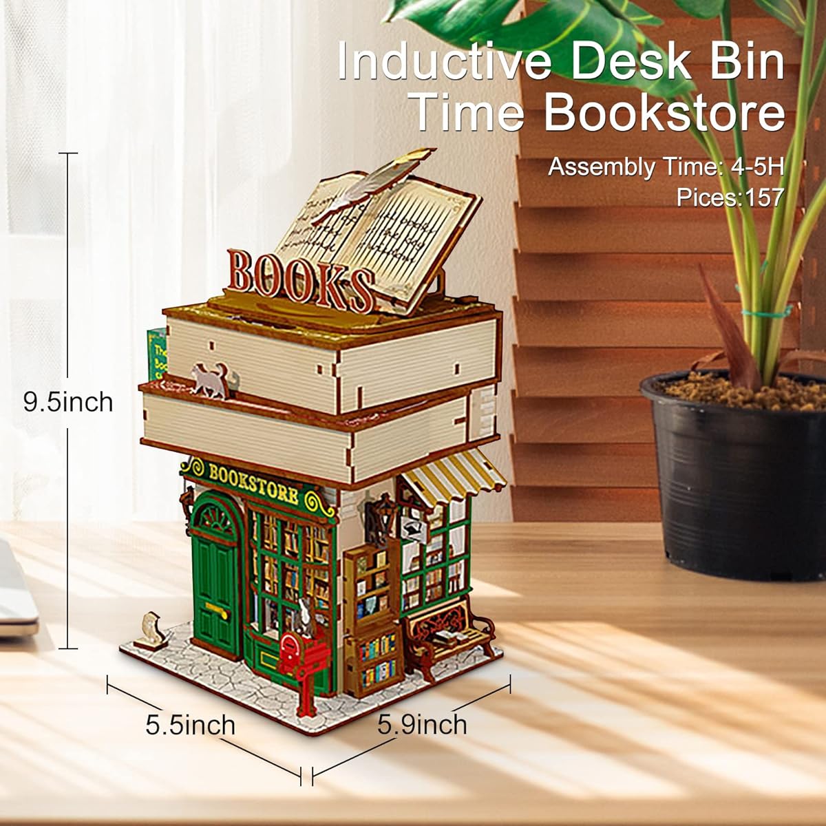 GuDoQi DIY Miniature Dollhouse Kit, Tiny House Kit, Wood Craft Kit, Perfect Handmade Craft Gift for Birthday/Halloween/Thanksgiving/Christmas/Wooden Time Bookstore