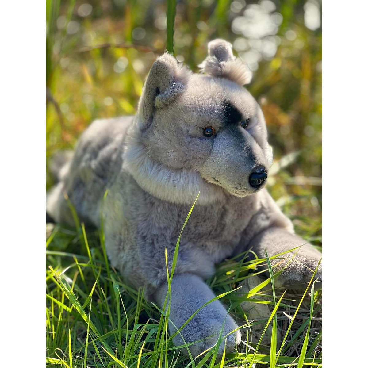 Auswella Plush Grey Wolf Floppy Pose