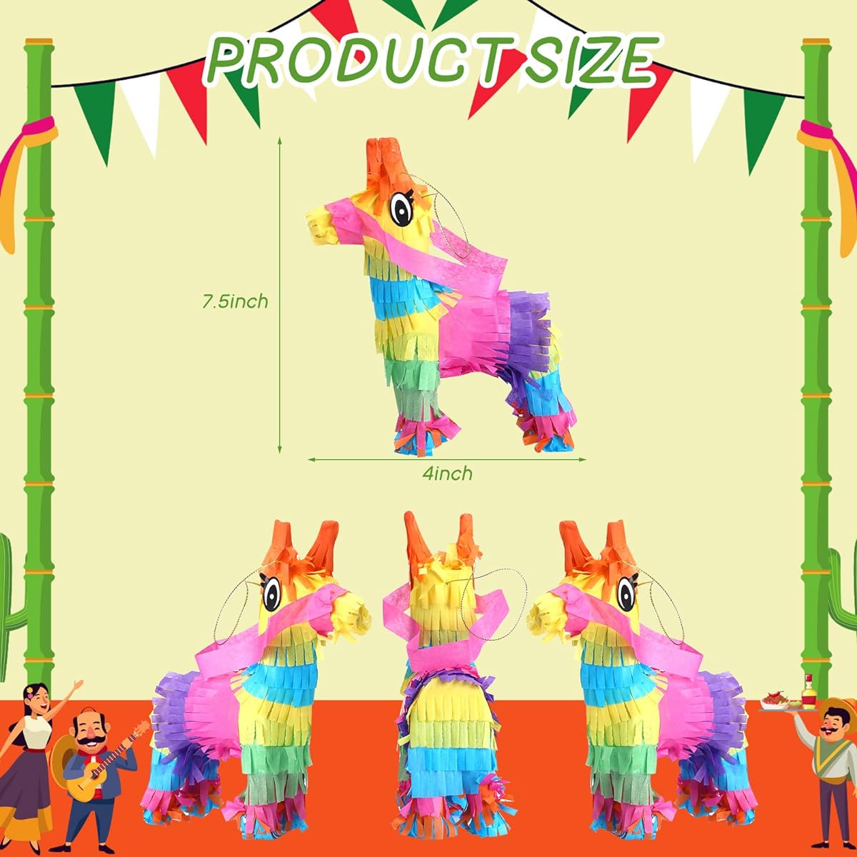 Mini Donkey Pinata Little Rainbow Donkey Pinata Bulk Cinco de Mayo Donkey Pinata Llama Pinata Mexican Donkey Party Favors Mexican Carnival Festival Tacos Tuesday Event 7.5 x 4 inches