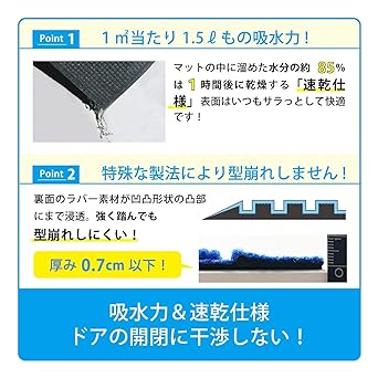 Kleen-Tex Water Absorbent Entrance Mat Water Hose T 88 x 146cm Green AC00045