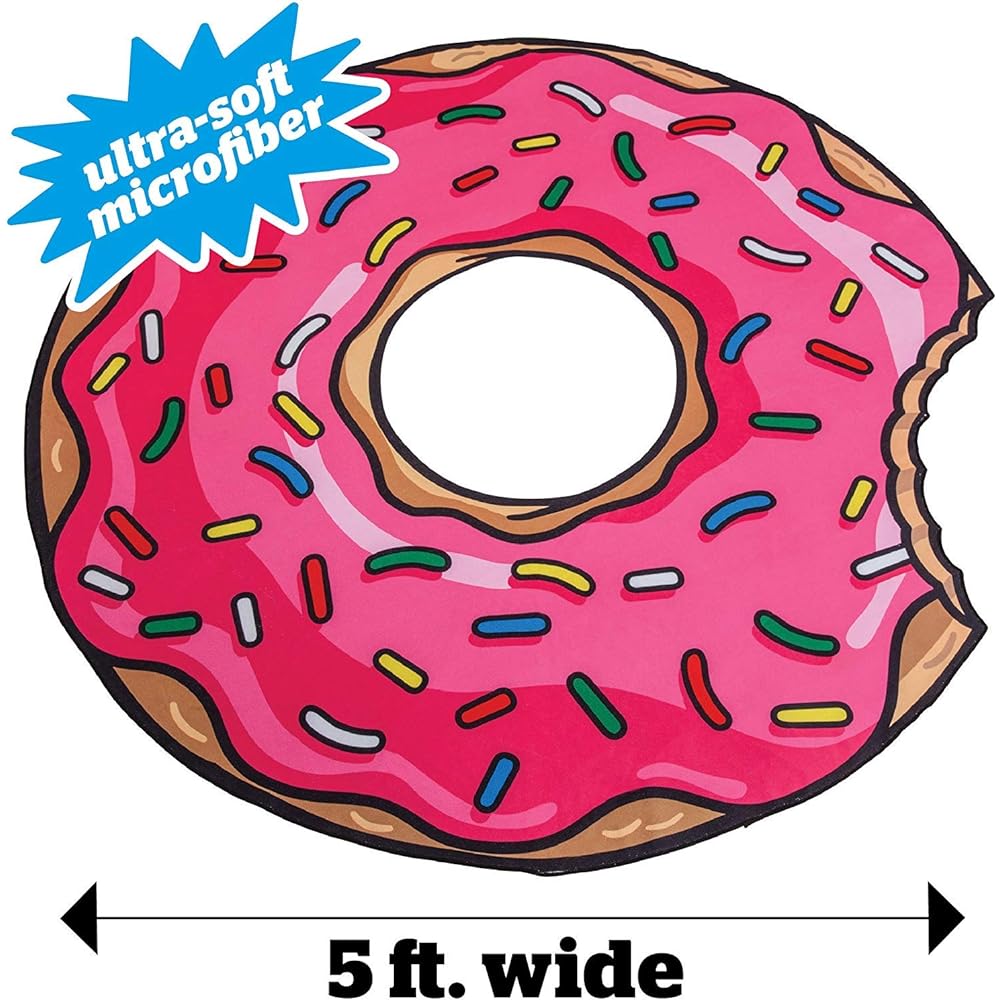 Large Round Cute Beach Towel BEACH Blanket Bath Towel Diameter 150cm (Strawberry Donut) BMT-BMBT−DO