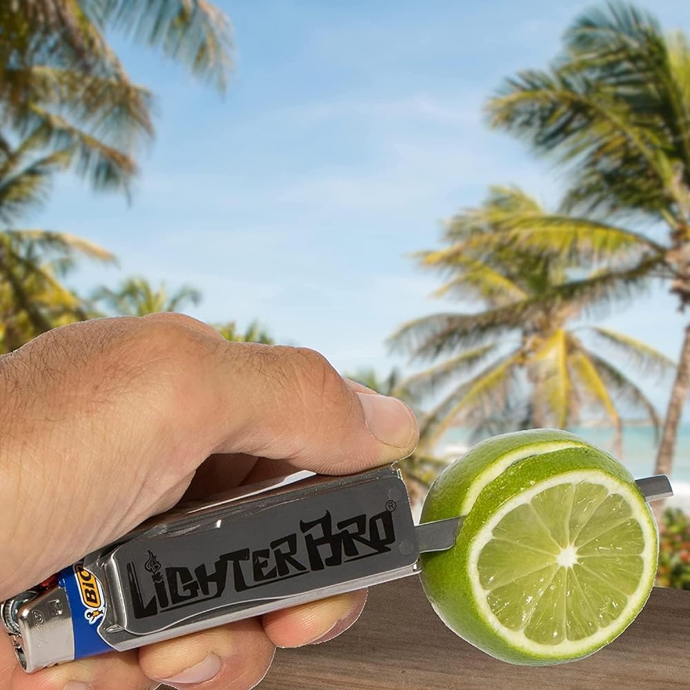 LighterBro Stainless Steel Lighter Sleeve Multi Tool Lighter Case BIC Lighter Lighter Holder Outdoor Tools with Japanese Instructions (BlueSteel)