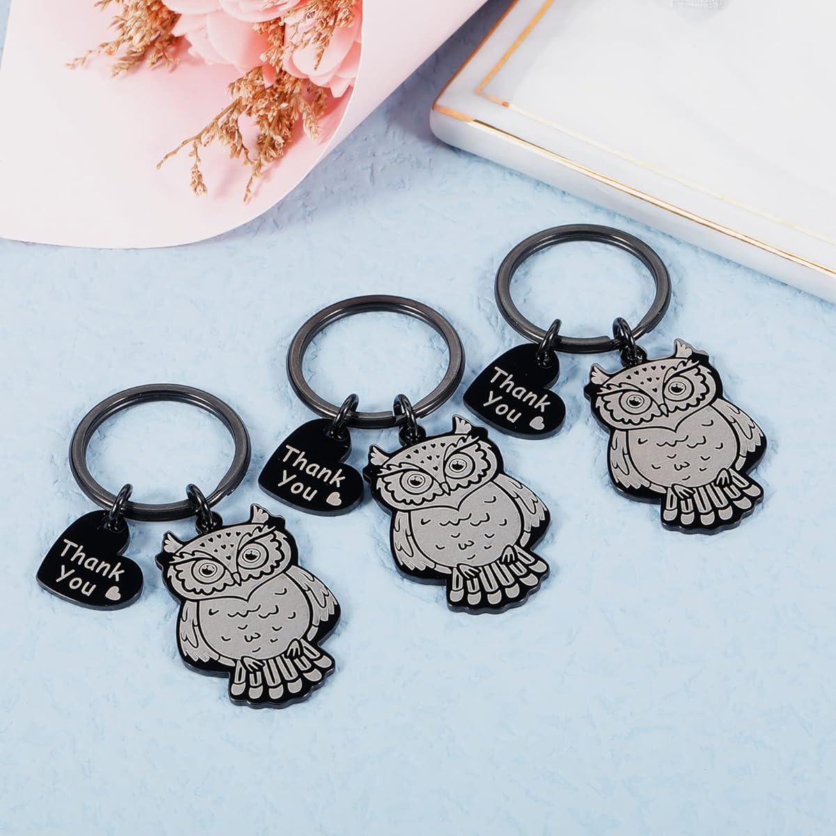 Teacher Appreciation Gift Keychains for Women and Men, Bulk Purchase for Teachers, Students, Graduation, Birthday, Christmas, Valentine's Day Gifts, Spanish, Preschool, Daycare, Tutor, Teacher, Professor, 3 Pieces, Black, Small