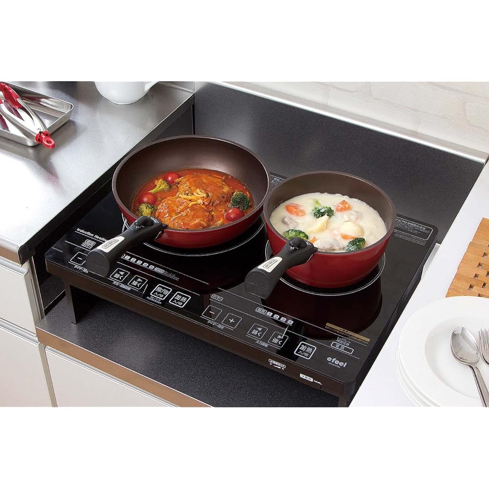 Iris Ohyama Frying Pan Set, Gas Fire/IH Compatible, 9 Pieces, Diamond Coated, Orange, Lightweight, Non-stick, Easy to Clean H-IS-SE9