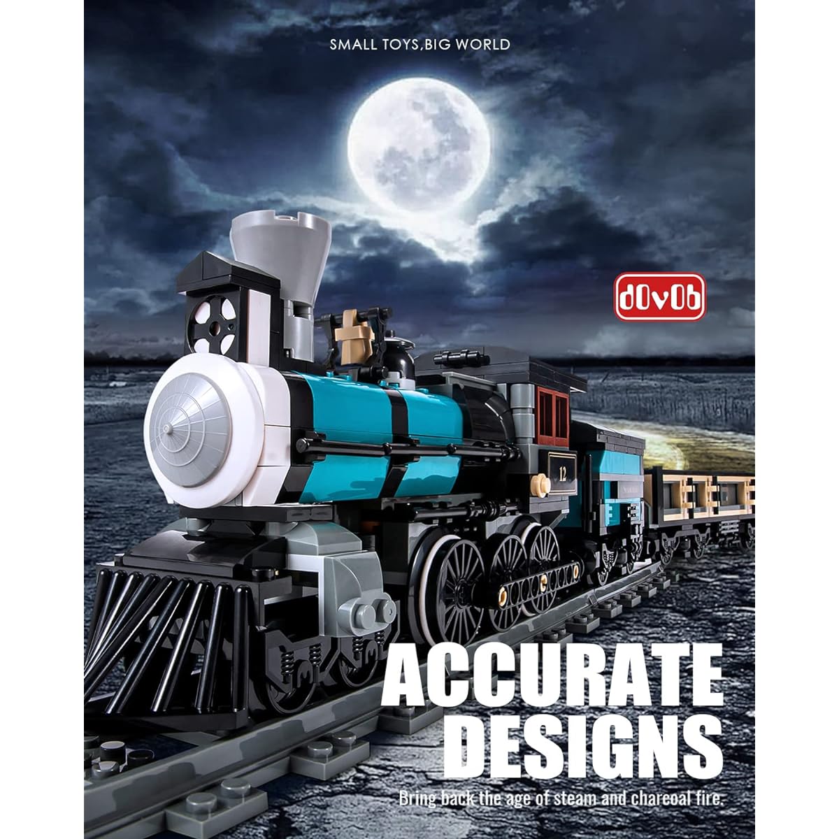 dOvOb TH10 Steam Locomotive Building Kit with Train Tracks, Collectible Steam Locomotive Engineering Toy Set for Kids and Adults (560 Pieces)