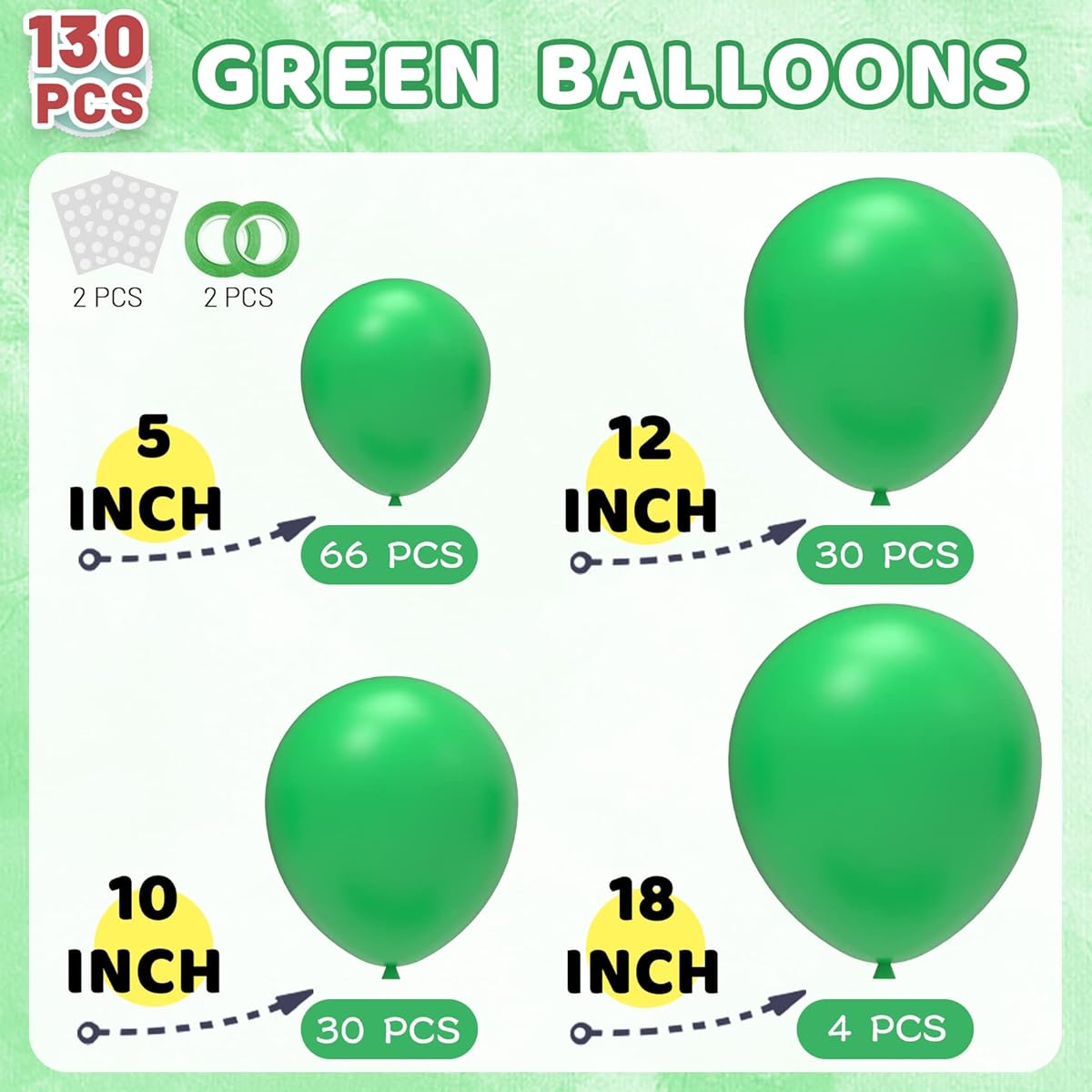 Sharlity 130pcs Green Balloon Garland Arch Kit Green Balloons Different Size 18 12 10 5 inch for St. Patrick's Day Birthday Fiesta Jungle Safari Theme Party Decorations