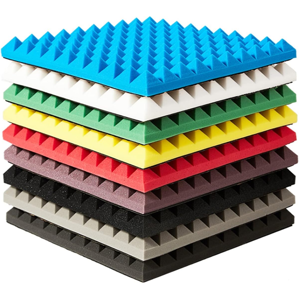 10pcs Soundproof Studio Foam, Acoustic Foam 5CM Thick Sound Absorbing Foam Panels for TV Room, Home Office or Studio (Grey 50*50*5CM) (Black 50*50*5CM)